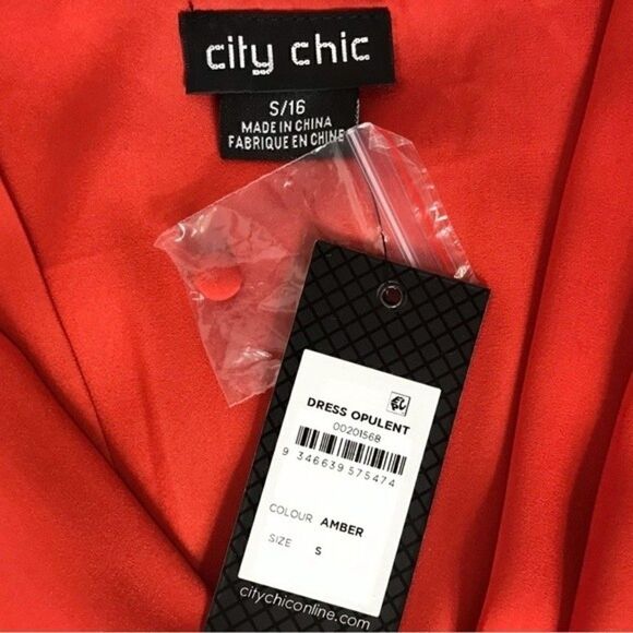 New! City Chic Opulent Faux Wrap Amber Cocktail Party Fall Midi Dress - Picture 13 of 16